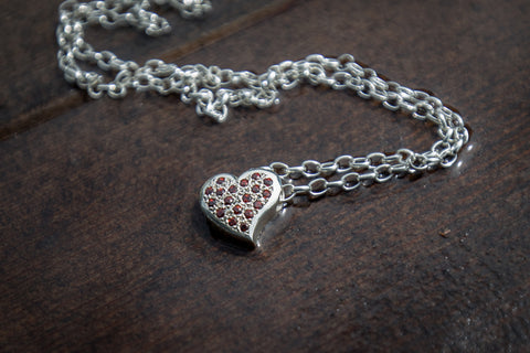 Heart Pendant - Garnets