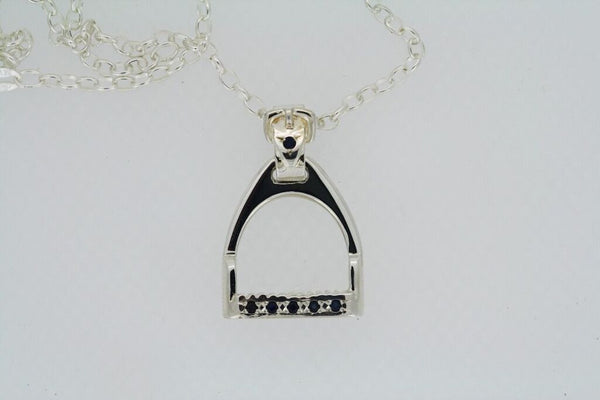 Stirrup Pendant - Sterling Silver - Large - Sapphires