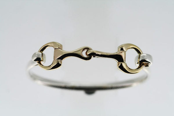 Snaffle Bit Bangle - Sterling Silver and 9ct Yellow or Rose Gold - Small