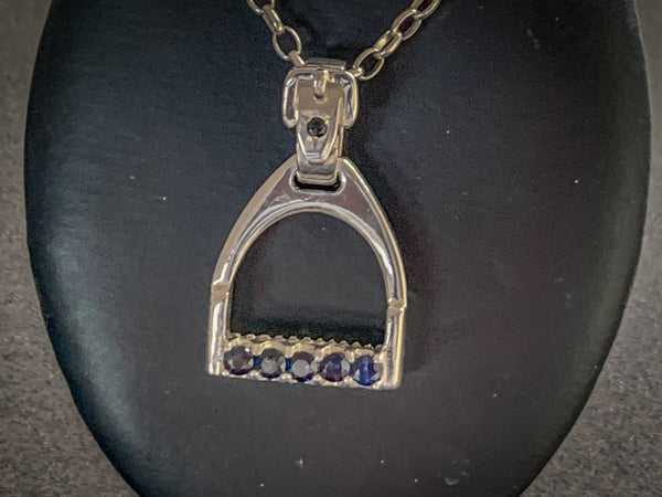 Stirrup Pendant - Sterling Silver - Large - Large Sapphires